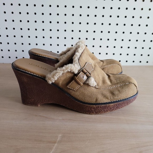 90s Y2k Suede Clog Mules Sherpa Buckle Size 9 - Picture 5 of 8
